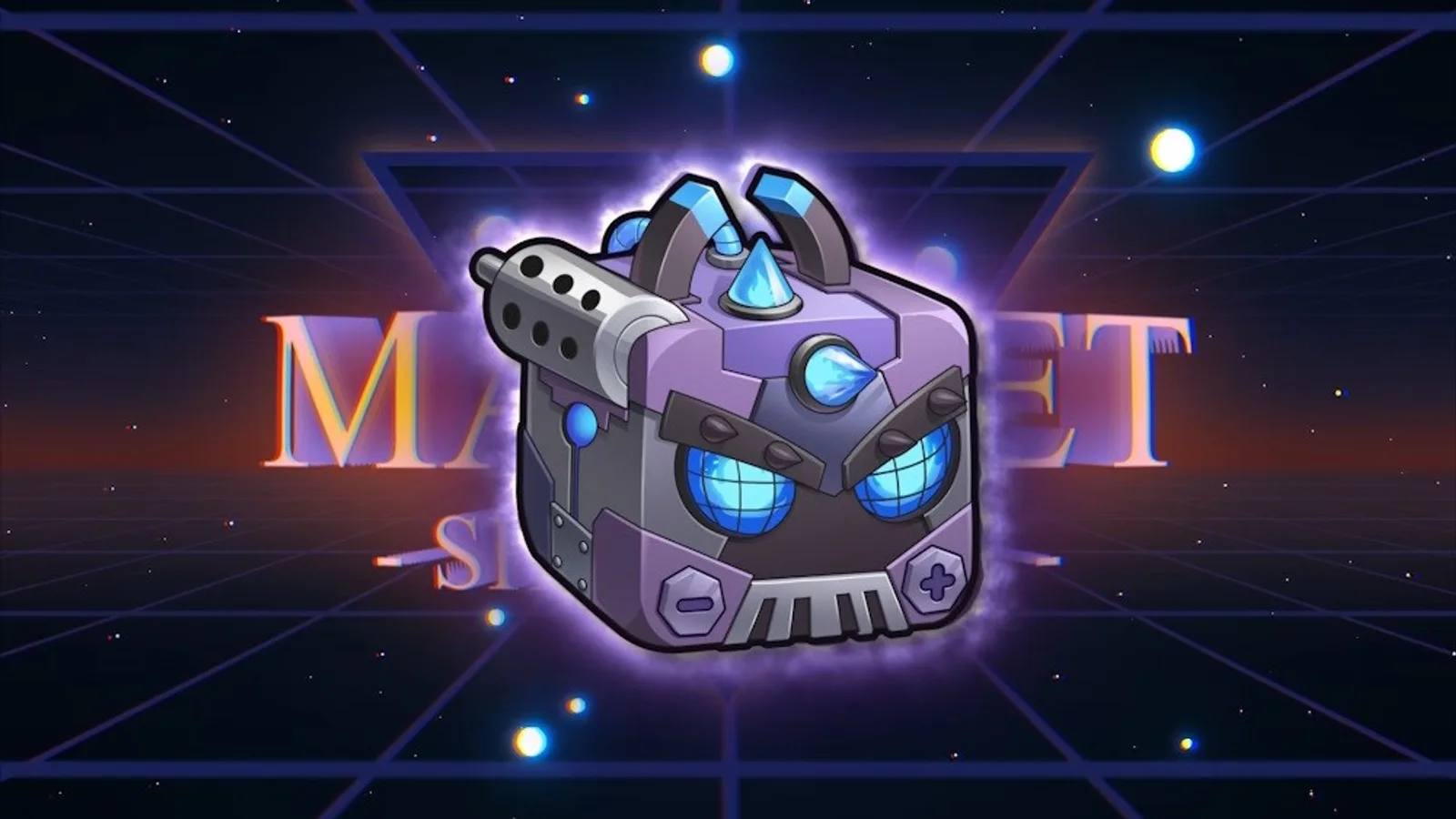 Stylized reveal card for Blox Fruits Update 30 showing the cube shaped Magnet Fruit icon