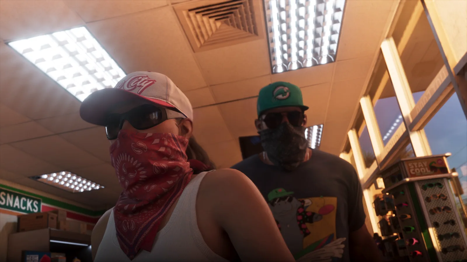 Jason and Lucia masked during a store robbery in GTA 6