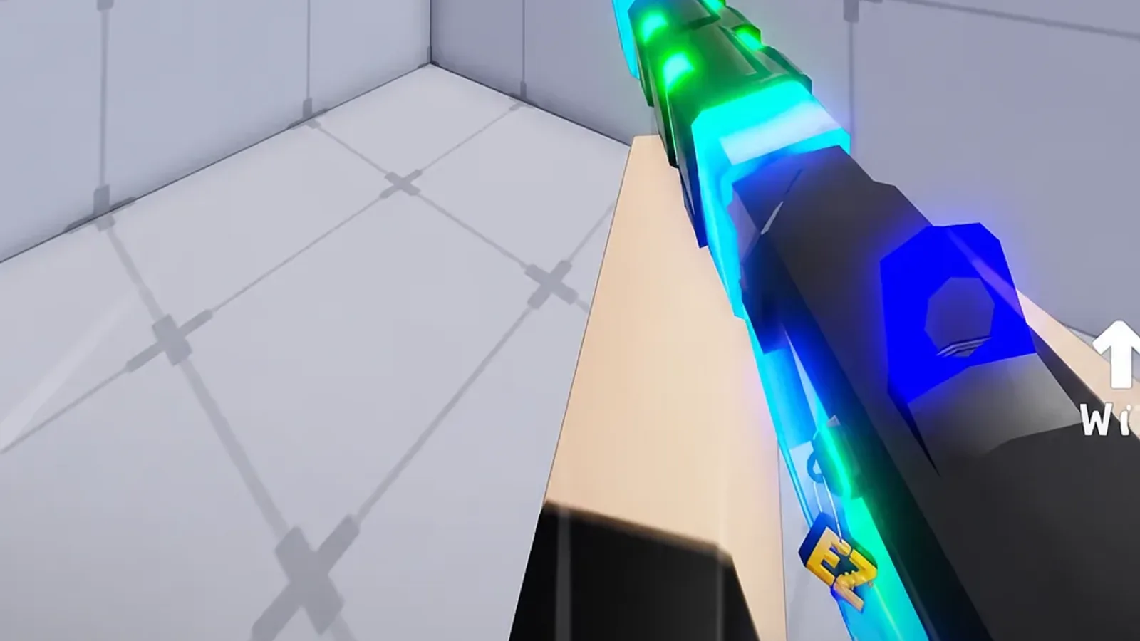 First-person view of the Wildcat mid-match in Rivals, with the weapon's name partly visible in the HUD